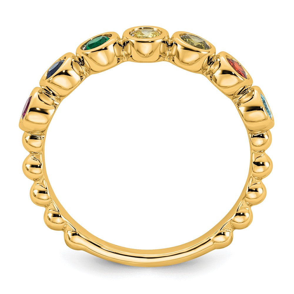 14k 7 Synthetic Birthstone Mother's Ring