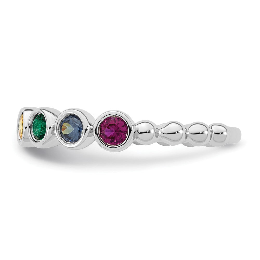 14k White Gold 8 Synthetic Birthstone Mother's Ring
