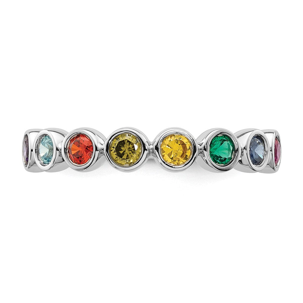 14k White Gold 8 Genuine Birthstone Mother's Ring