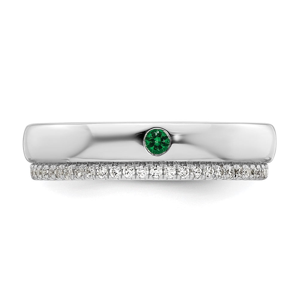 14k White Gold 1 Genuine Birthstone and Diamond Mother's Ring