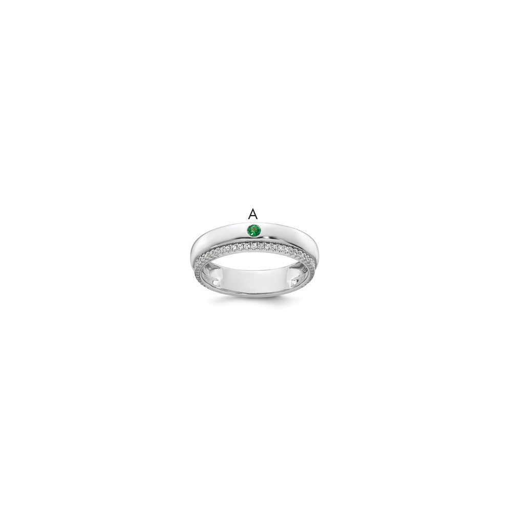 14k WG 1 Birthstone and Diamond Mother's Ring Semi-mount
