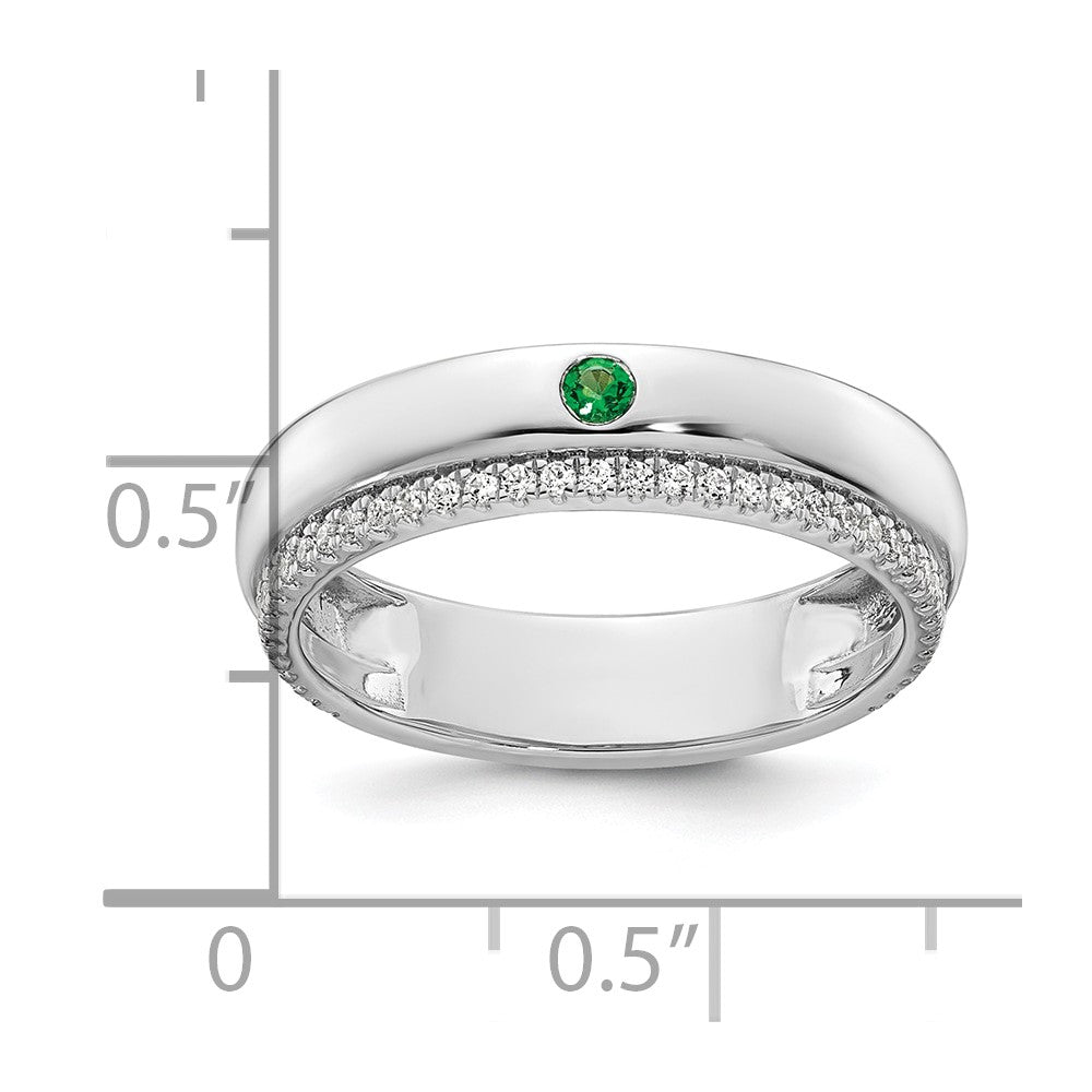 14k White Gold 1 Genuine Birthstone and Diamond Mother's Ring
