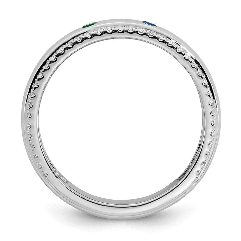 14k White Gold 2 Genuine Birthstone and Diamond Mother's Ring