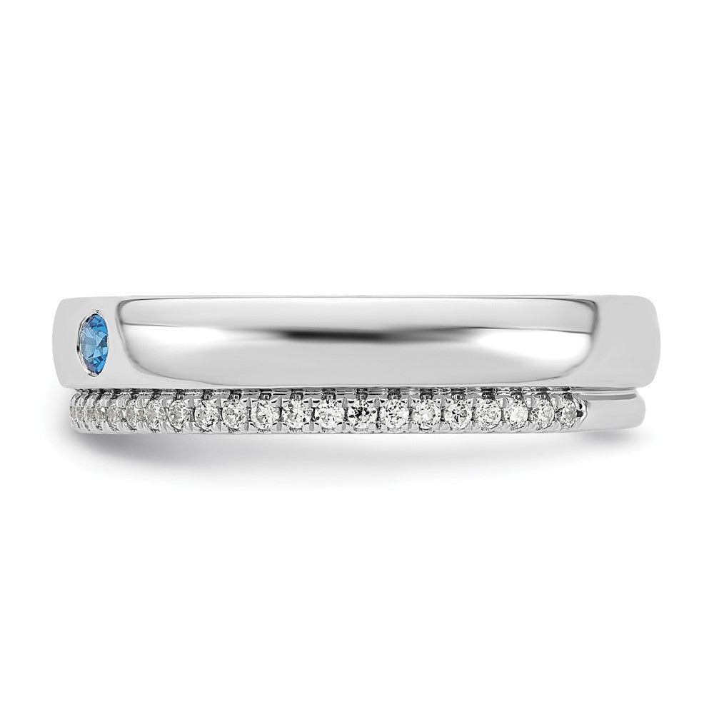14k White Gold 2 Synthetic Birthstone and Diamond Mother's Ring