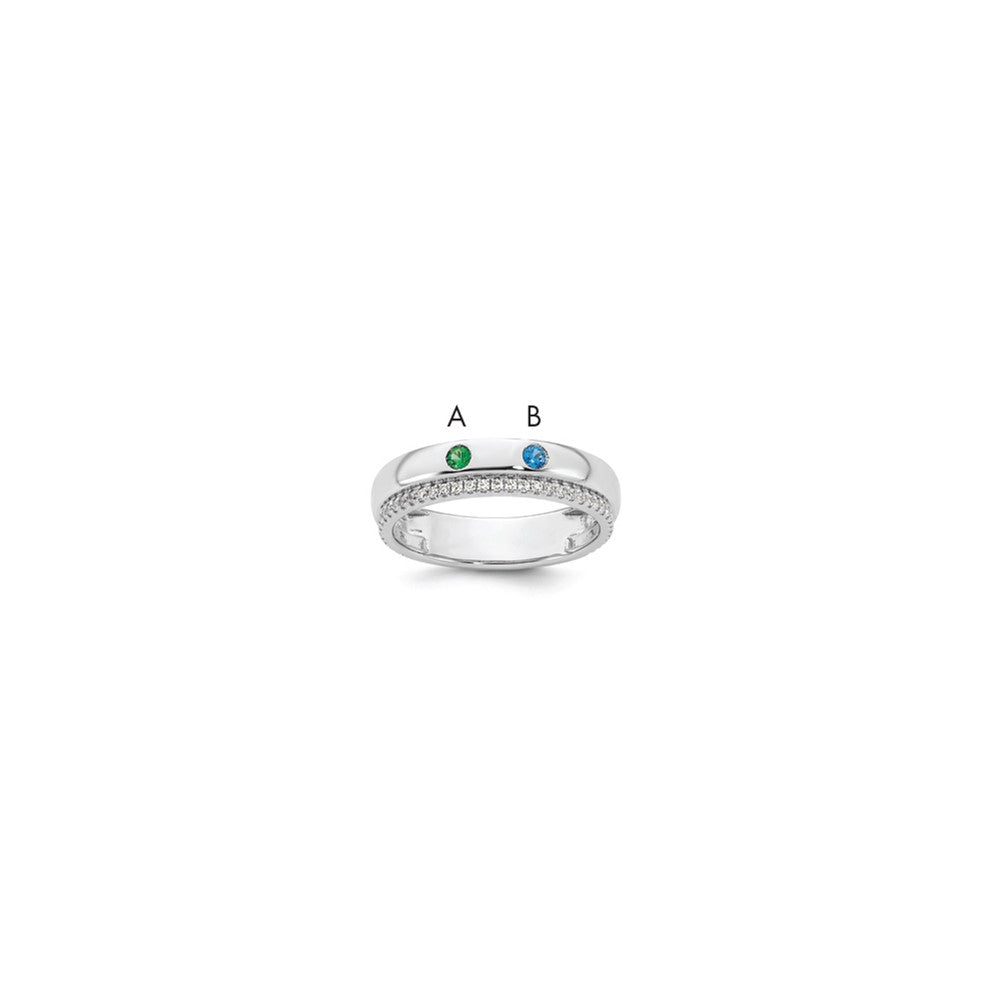 14k WG 2 Birthstone and Diamond Mother's Ring Semi-mount