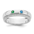 14k White Gold 2 Genuine Birthstone and Diamond Mother's Ring