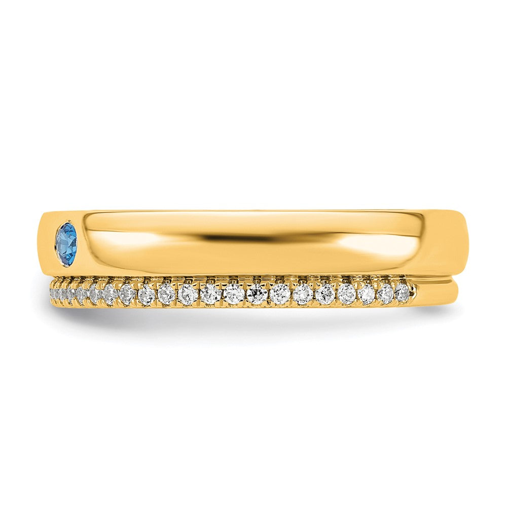 14k 2 Synthetic Birthstone and Diamond Mother's Ring