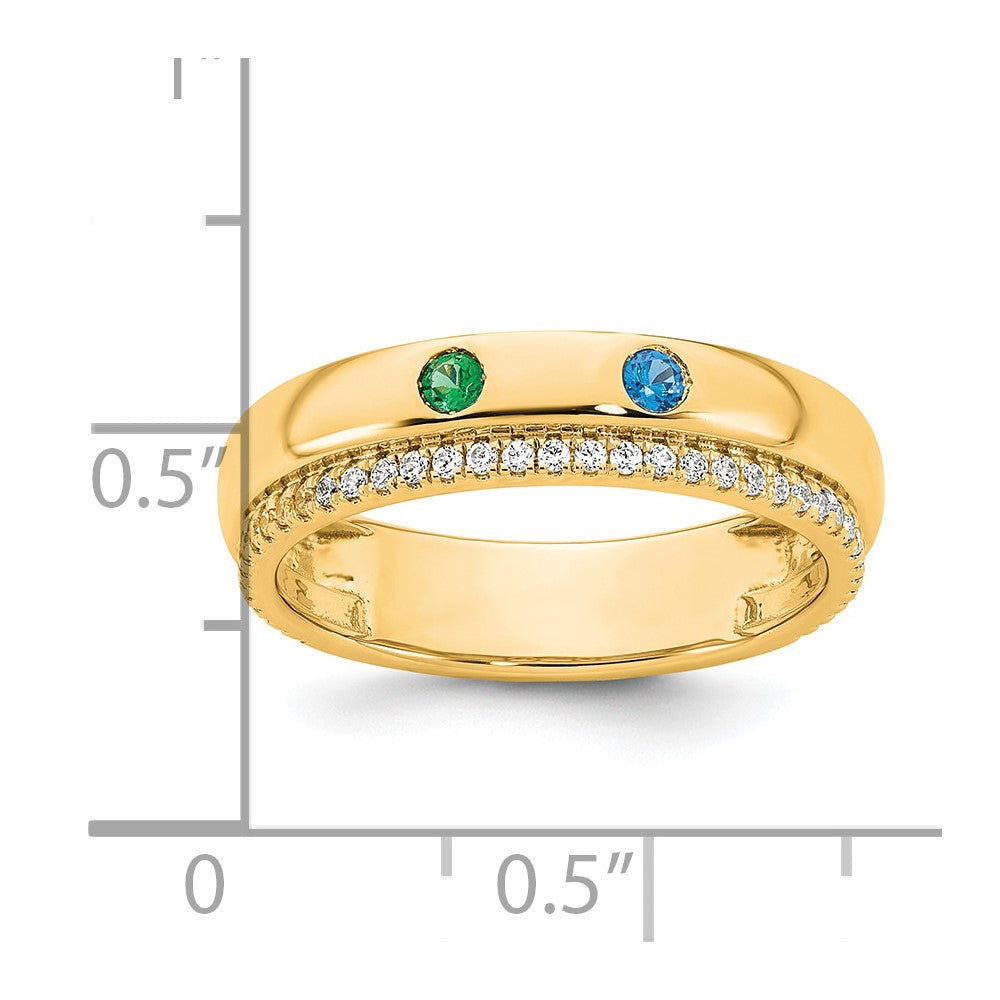 14k 2 Genuine Birthstone and Diamond Mother's Ring
