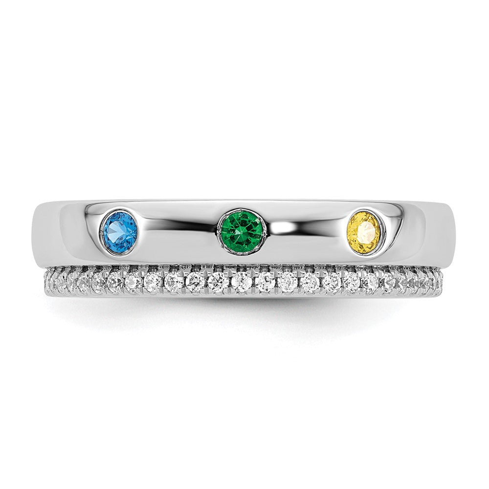 14k WG 3 Birthstone and Diamond Mother's Ring Semi-mount