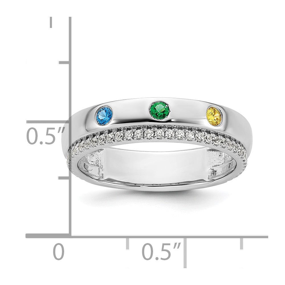 14k WG 3 Birthstone and Diamond Mother's Ring Semi-mount
