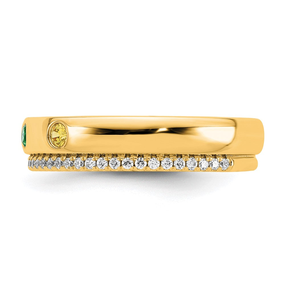 14k 3 Birthstone and Diamond Mother's Ring Semi-mount
