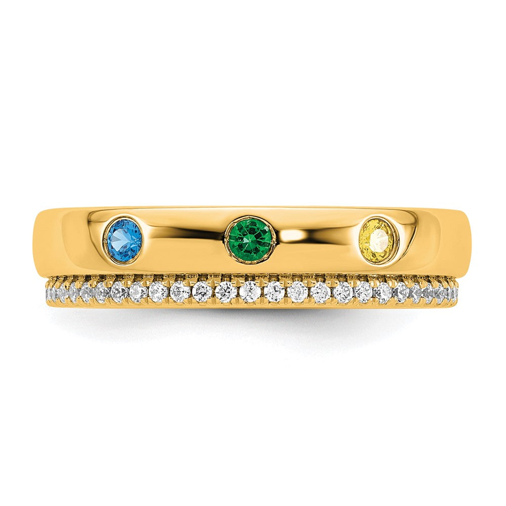 14k 3 Genuine Birthstone and Diamond Mother's Ring