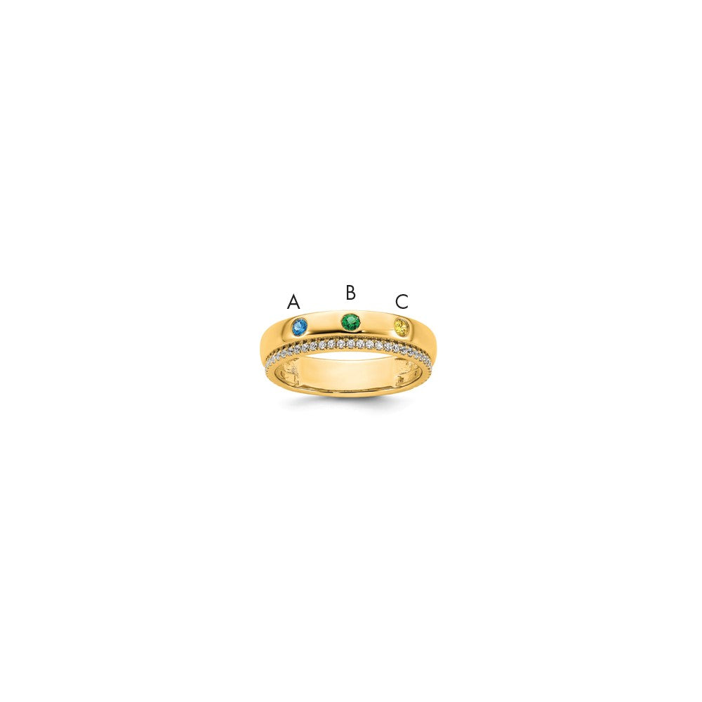 14k 3 Genuine Birthstone and Diamond Mother's Ring