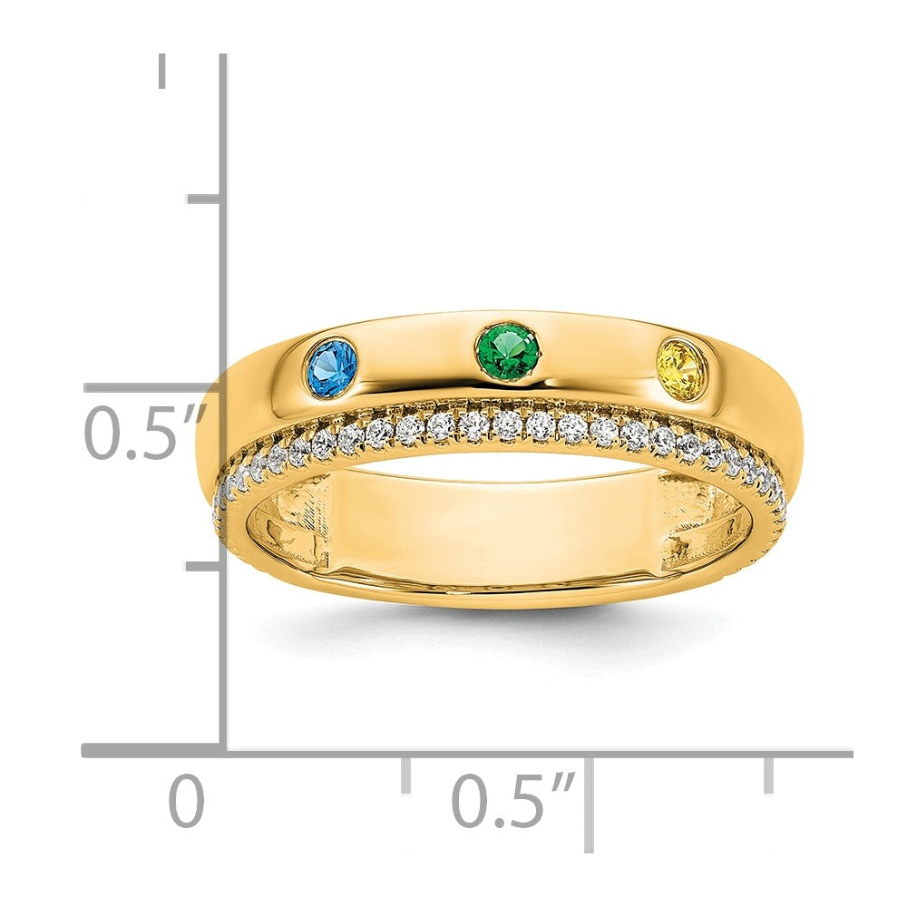 14k 3 Birthstone and Diamond Mother's Ring Semi-mount