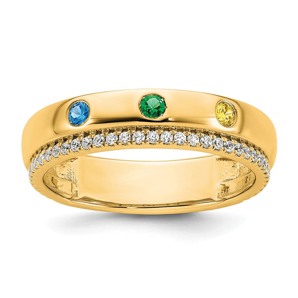 14k 3 Genuine Birthstone and Diamond Mother's Ring