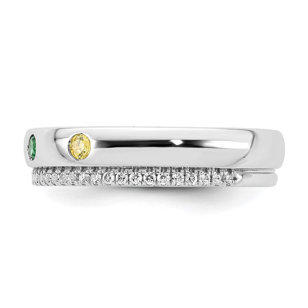 14k White Gold 4 Synthetic Birthstone and Diamond Mother's Ring