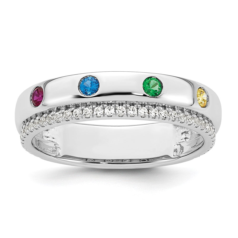 14k WG 4 Birthstone and Diamond Mother's Ring Semi-mount