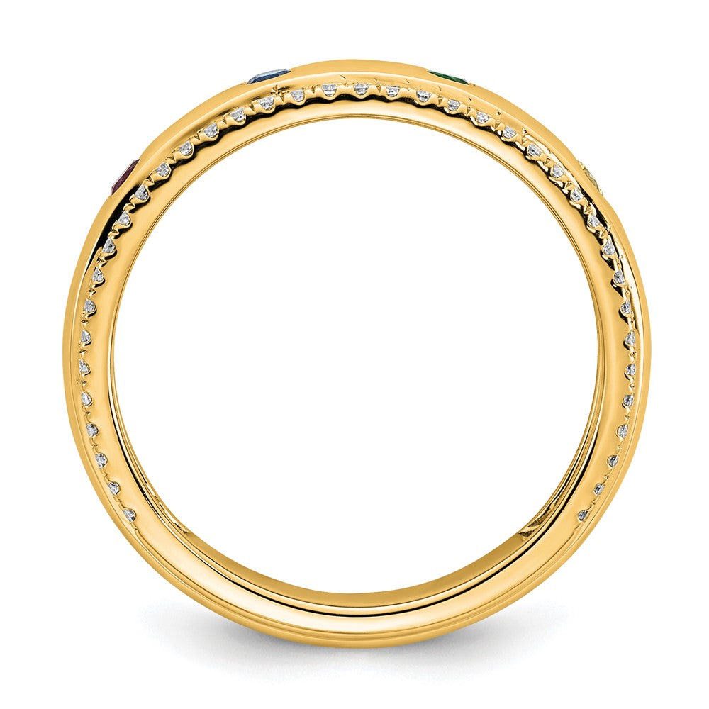 14ky 4 Birthstone and Diamond Mother's Ring Semi-mount