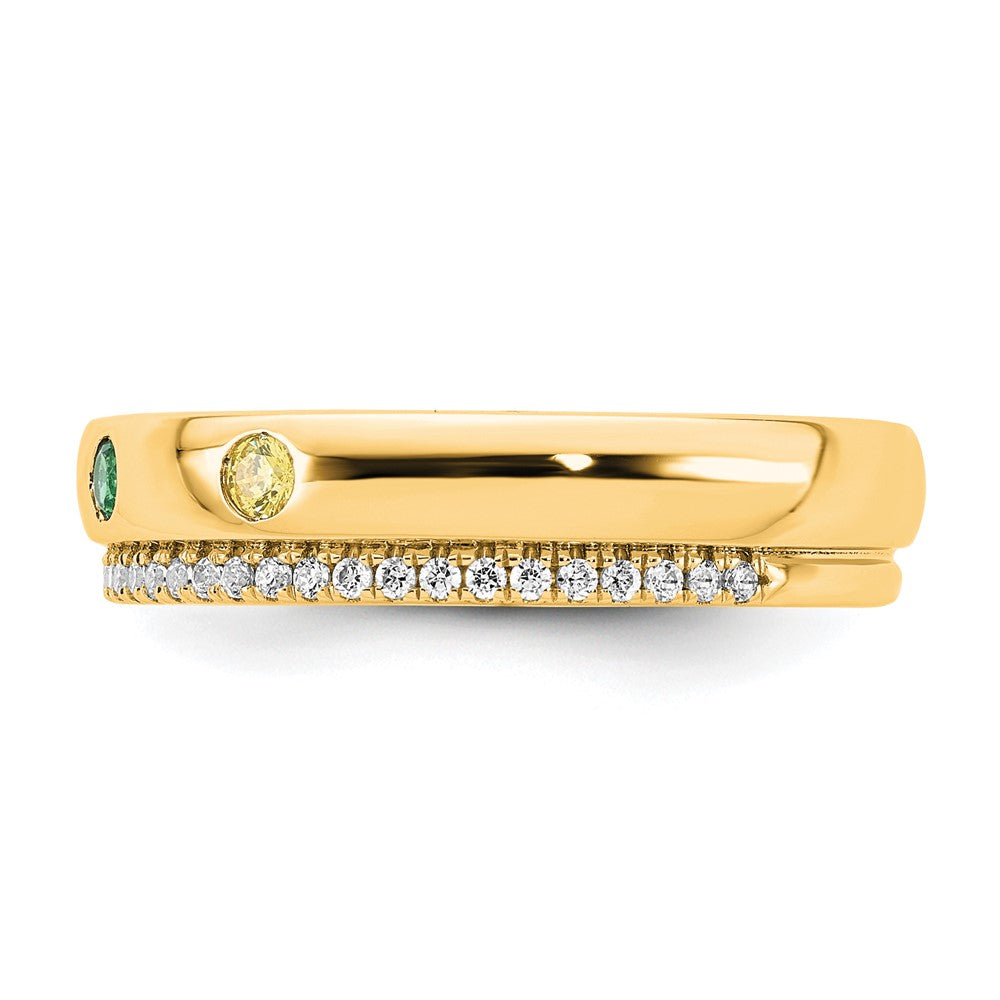 14k 4 Genuine Birthstone and Diamond Mother's Ring