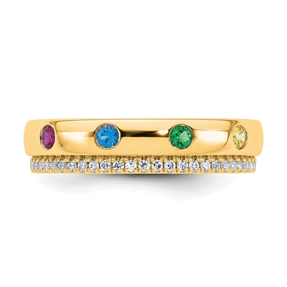 14k 4 Genuine Birthstone and Diamond Mother's Ring