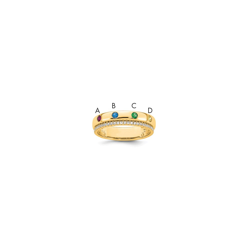 14k 4 Genuine Birthstone and Diamond Mother's Ring