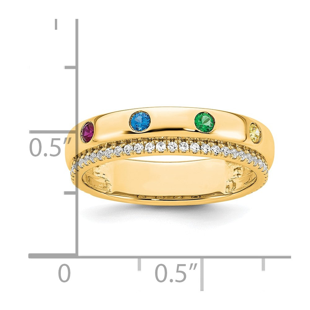 14ky 4 Birthstone and Diamond Mother's Ring Semi-mount