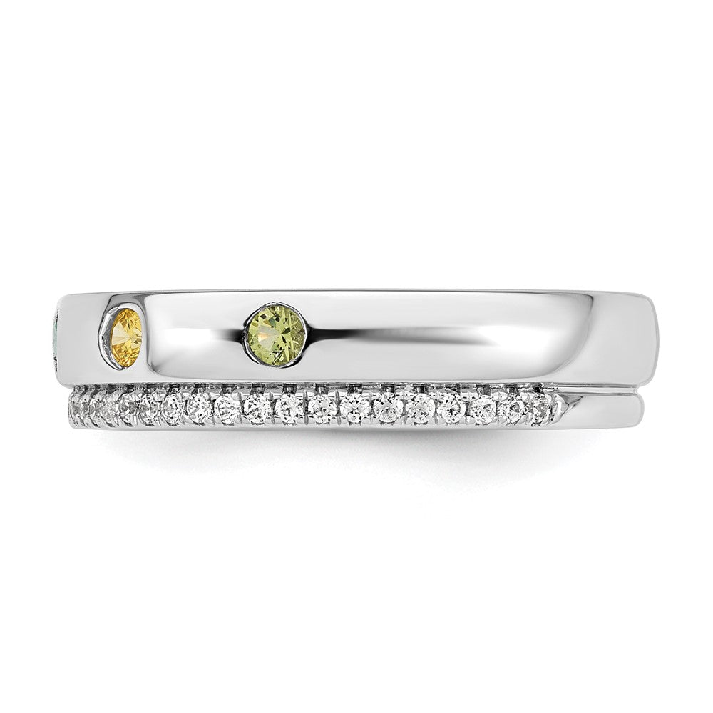 14k White Gold 5 Genuine Birthstone and Diamond Mother's Ring