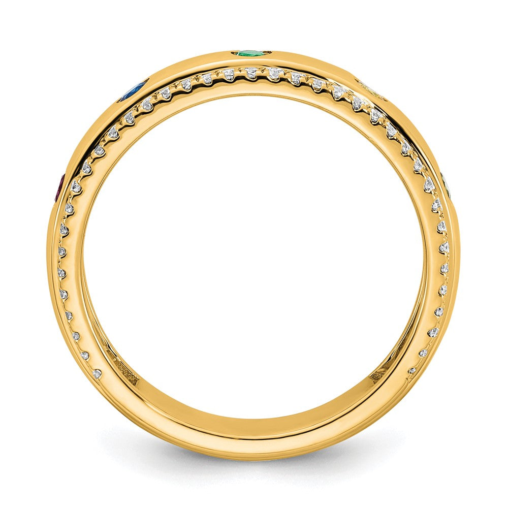 14k 5 Synthetic Birthstone and Diamond Mother's Ring