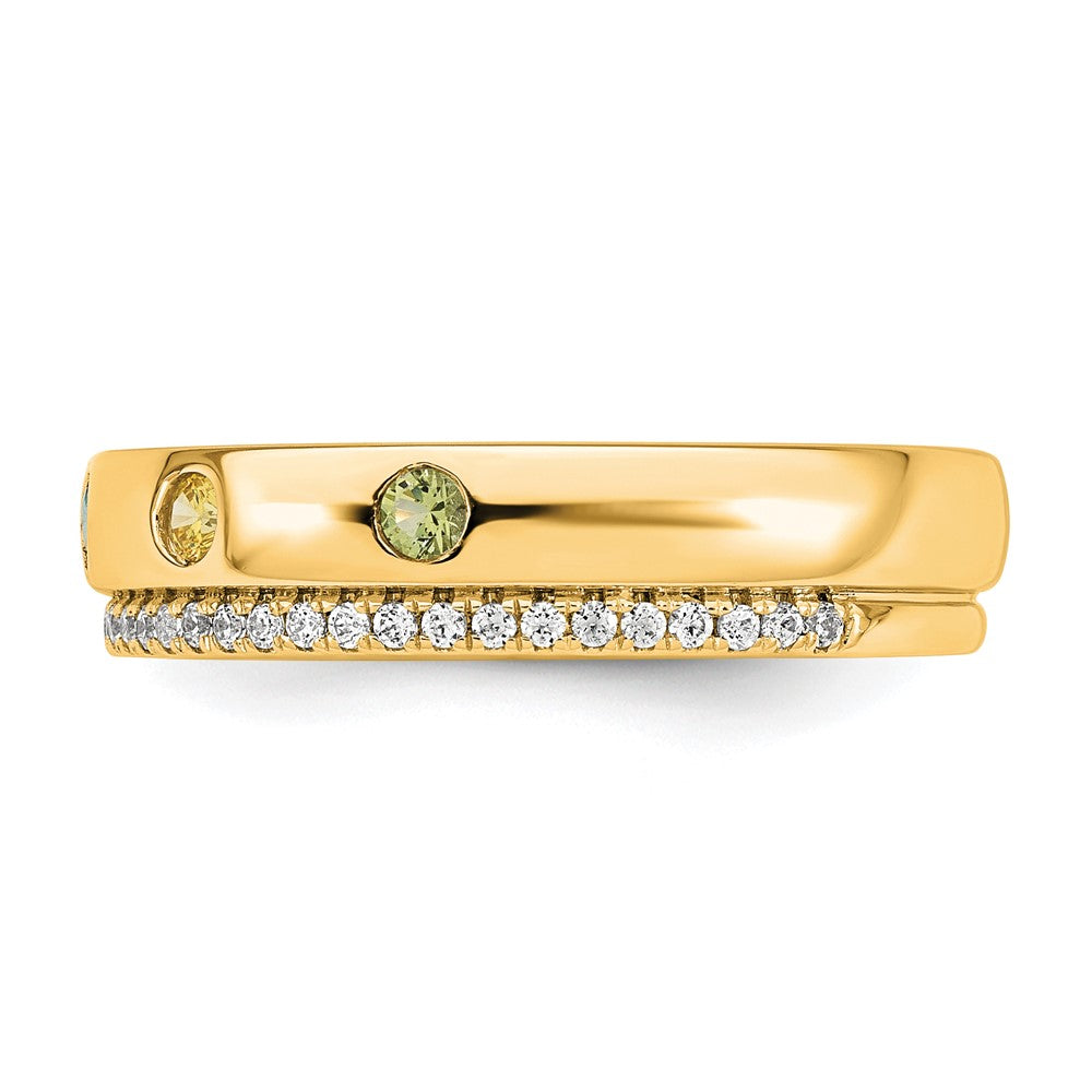 14k 5 Synthetic Birthstone and Diamond Mother's Ring