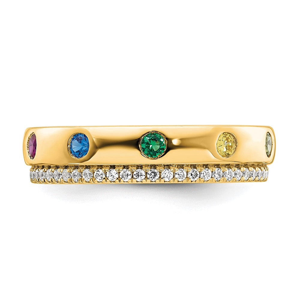 14k 5 Synthetic Birthstone and Diamond Mother's Ring