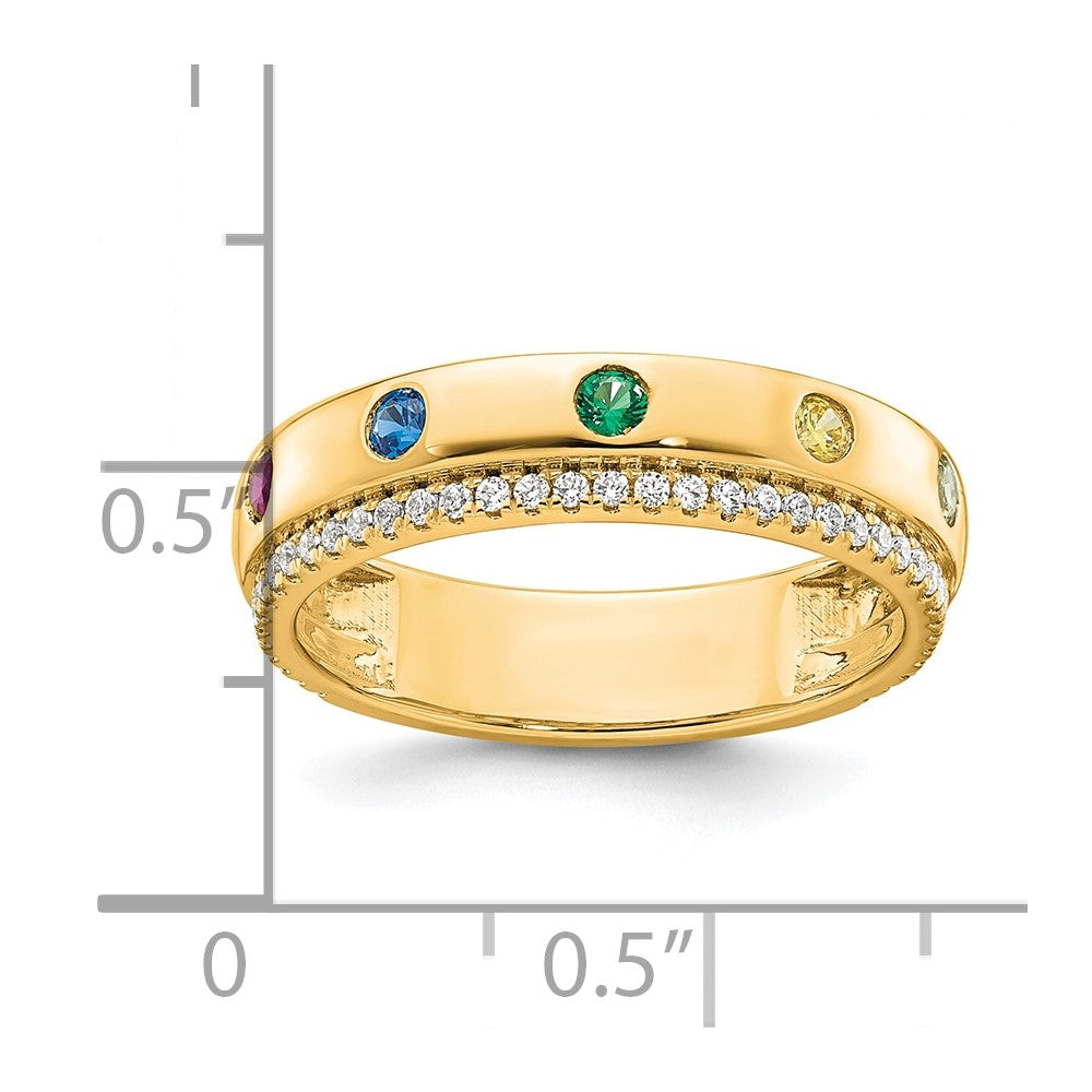 14k 5 Birthstone and Diamond Mother's Ring Semi-mount