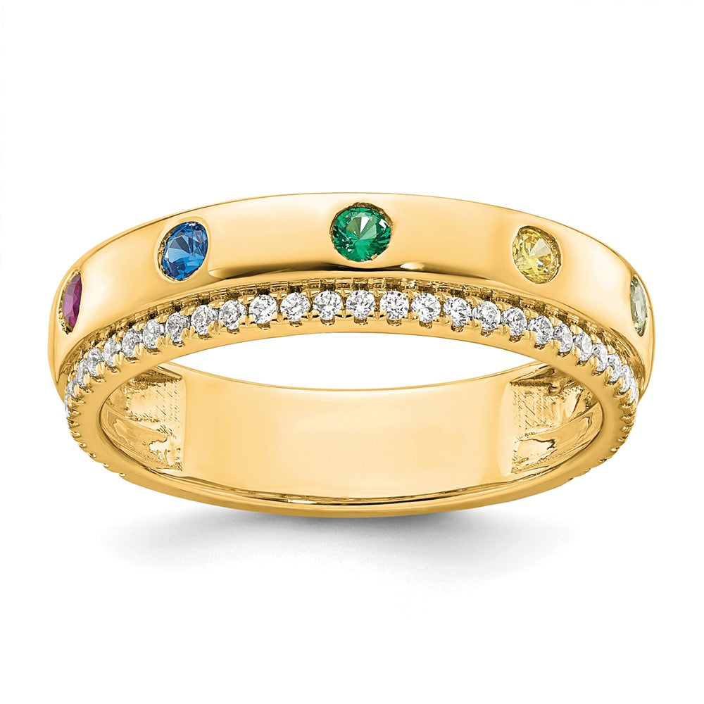 14k 5 Synthetic Birthstone and Diamond Mother's Ring