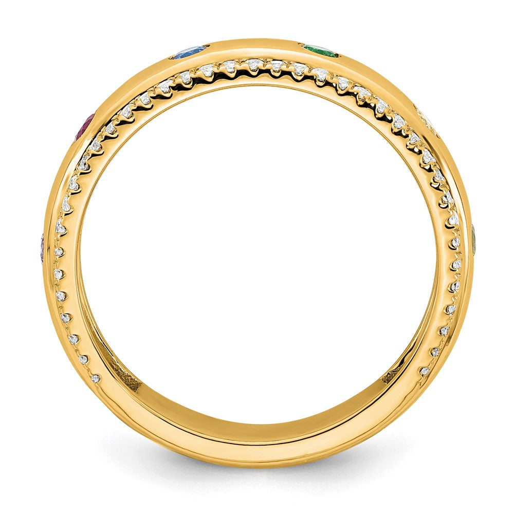 14k 6 Synthetic Birthstone and Diamond Mother's Ring