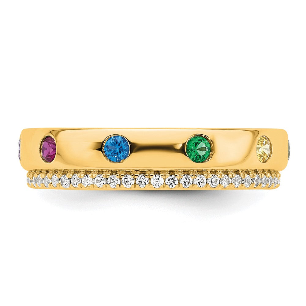 14k 6 Synthetic Birthstone and Diamond Mother's Ring