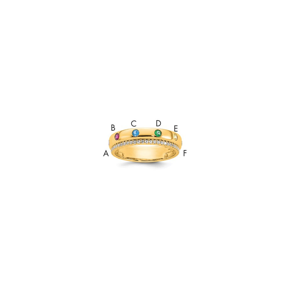 14k 6 Birthstone and Diamond Mother's Ring Semi-mount