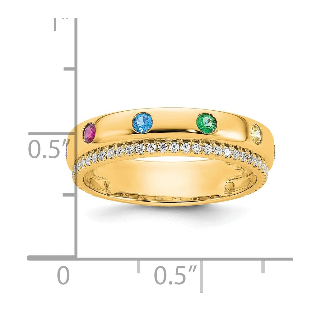 14k 6 Birthstone and Diamond Mother's Ring Semi-mount