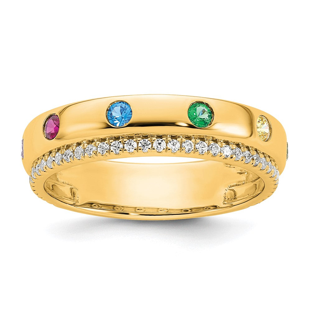 14k 6 Birthstone and Diamond Mother's Ring Semi-mount