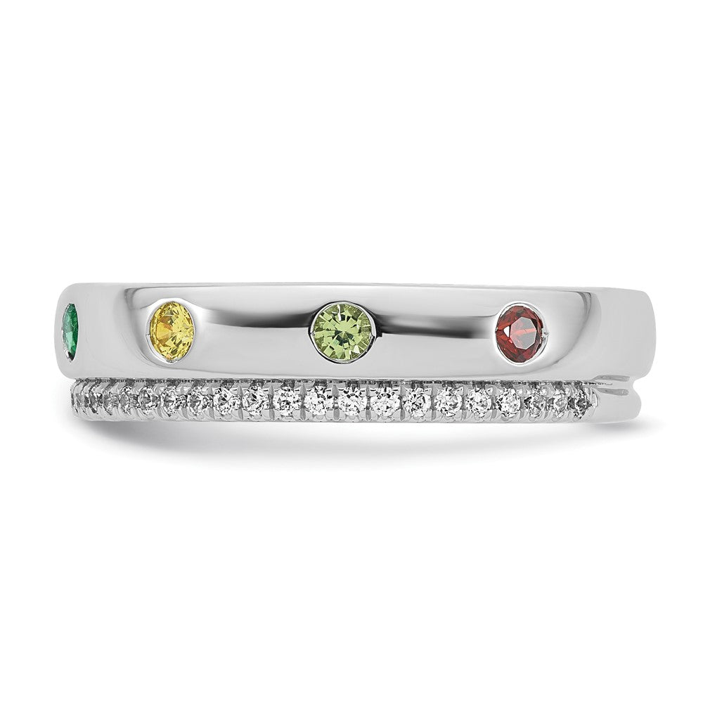 14k WG 7 Synthetic Birthstone and Diamond Mother's Ring
