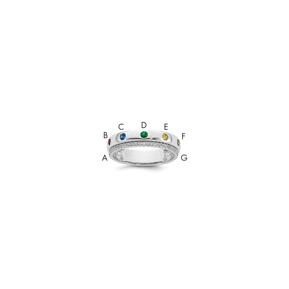 14k WG 7 Birthstone and Diamond Mother's Ring Semi-mount