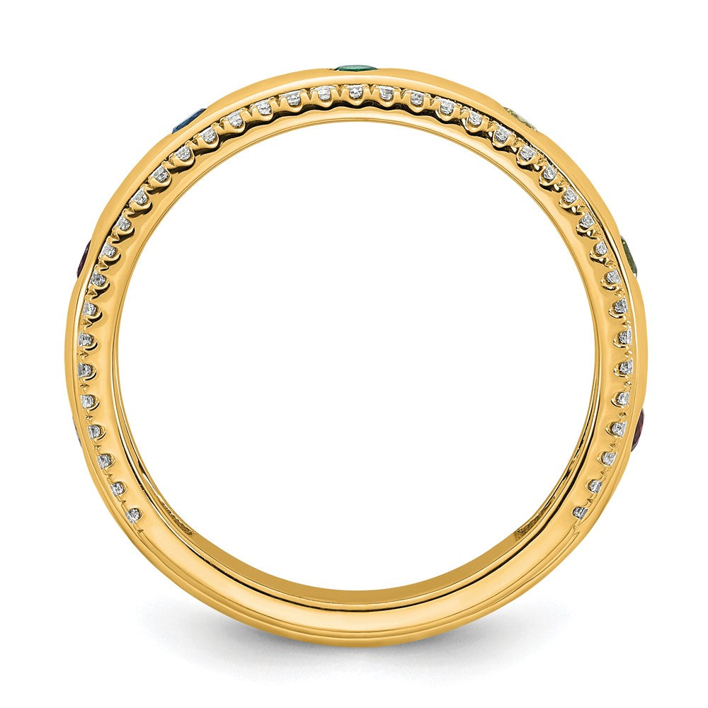 14k 7 Genuine Birthstone and Diamond Mother's Ring