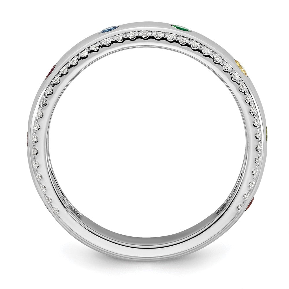 14k WG 8 Genuine Birthstone and Diamond Mother's Ring