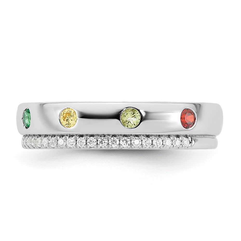 14k WG 8 Genuine Birthstone and Diamond Mother's Ring