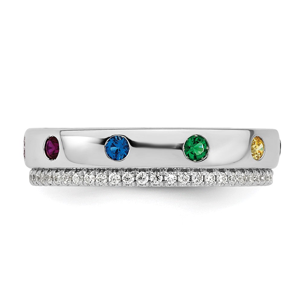 14k WG 8 Genuine Birthstone and Diamond Mother's Ring