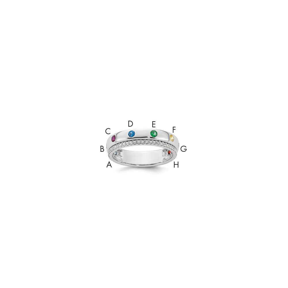 14k WG 8 Genuine Birthstone and Diamond Mother's Ring