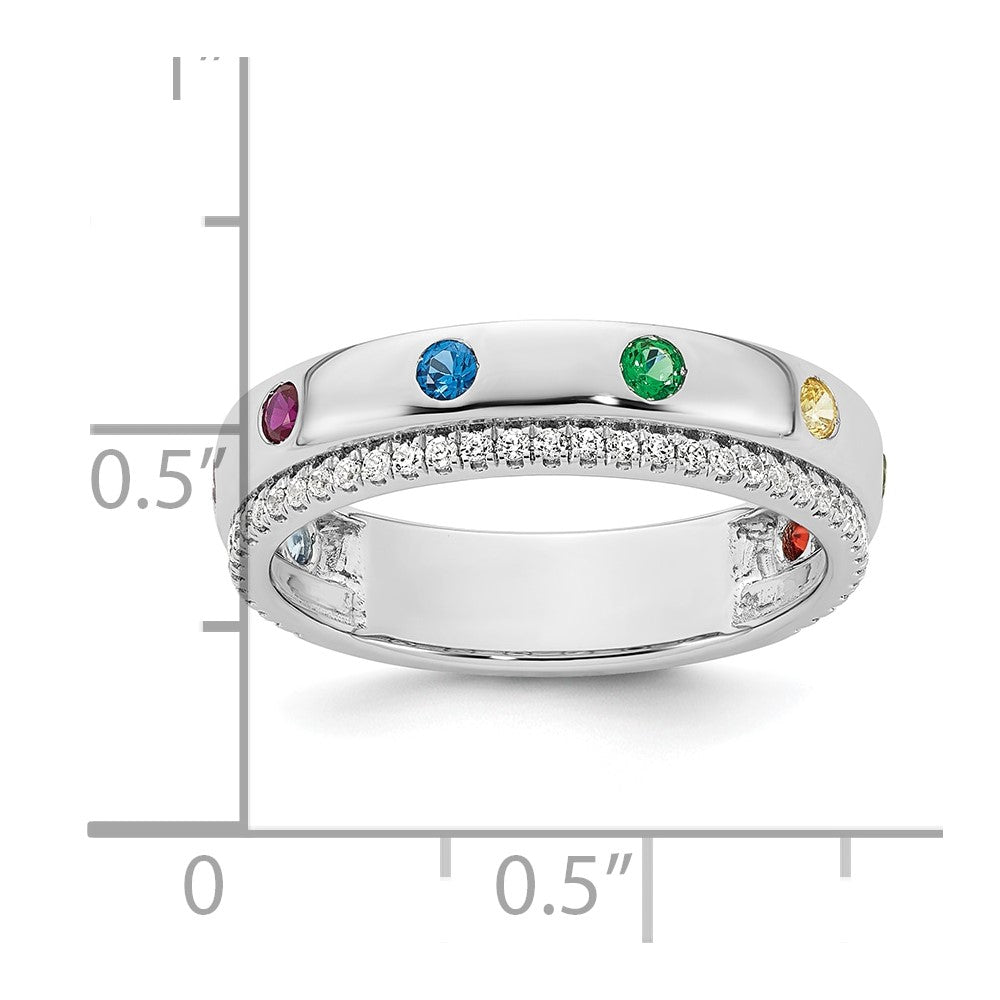 14k WG8 Birthstone and Diamond Mother's Ring Semi-mount