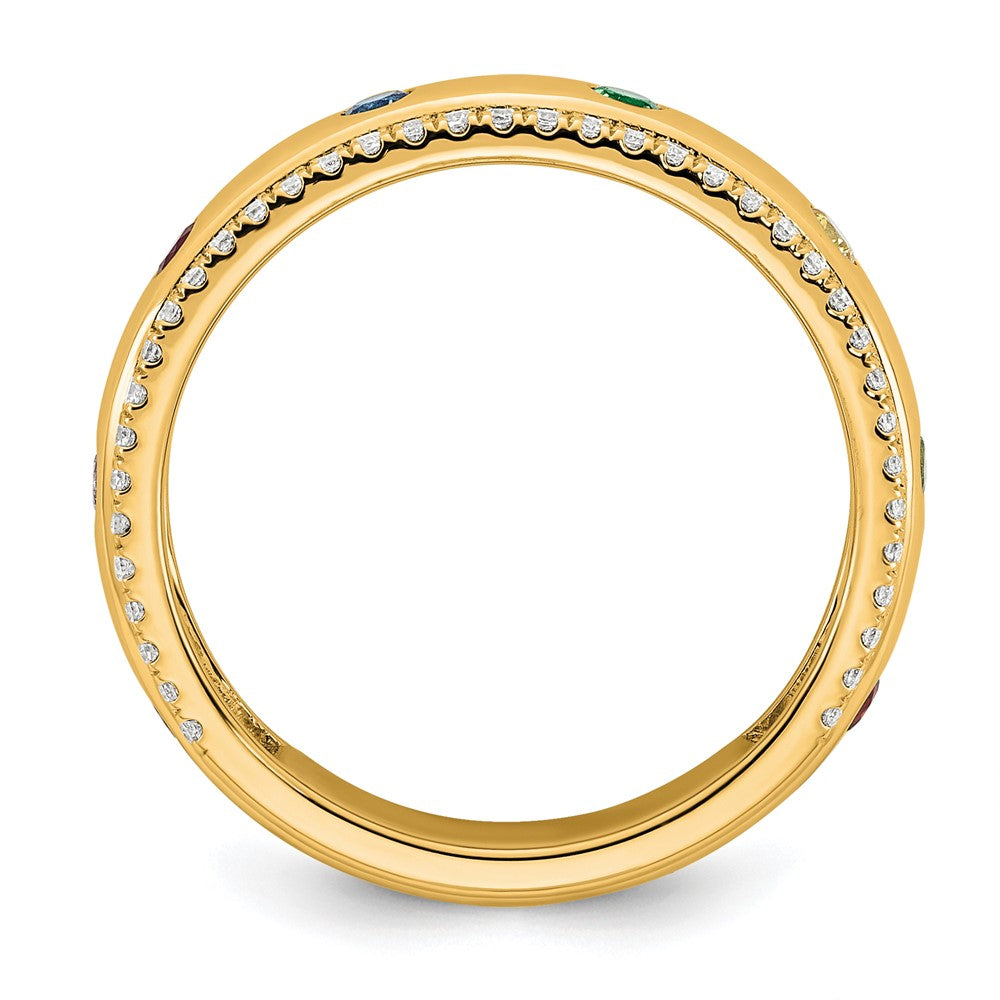 14k 8 Genuine Birthstone and Diamond Mother's Ring