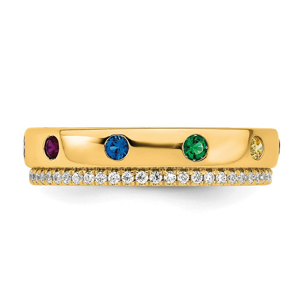 14k 8 Synthetic Birthstone and Diamond Mother's Ring