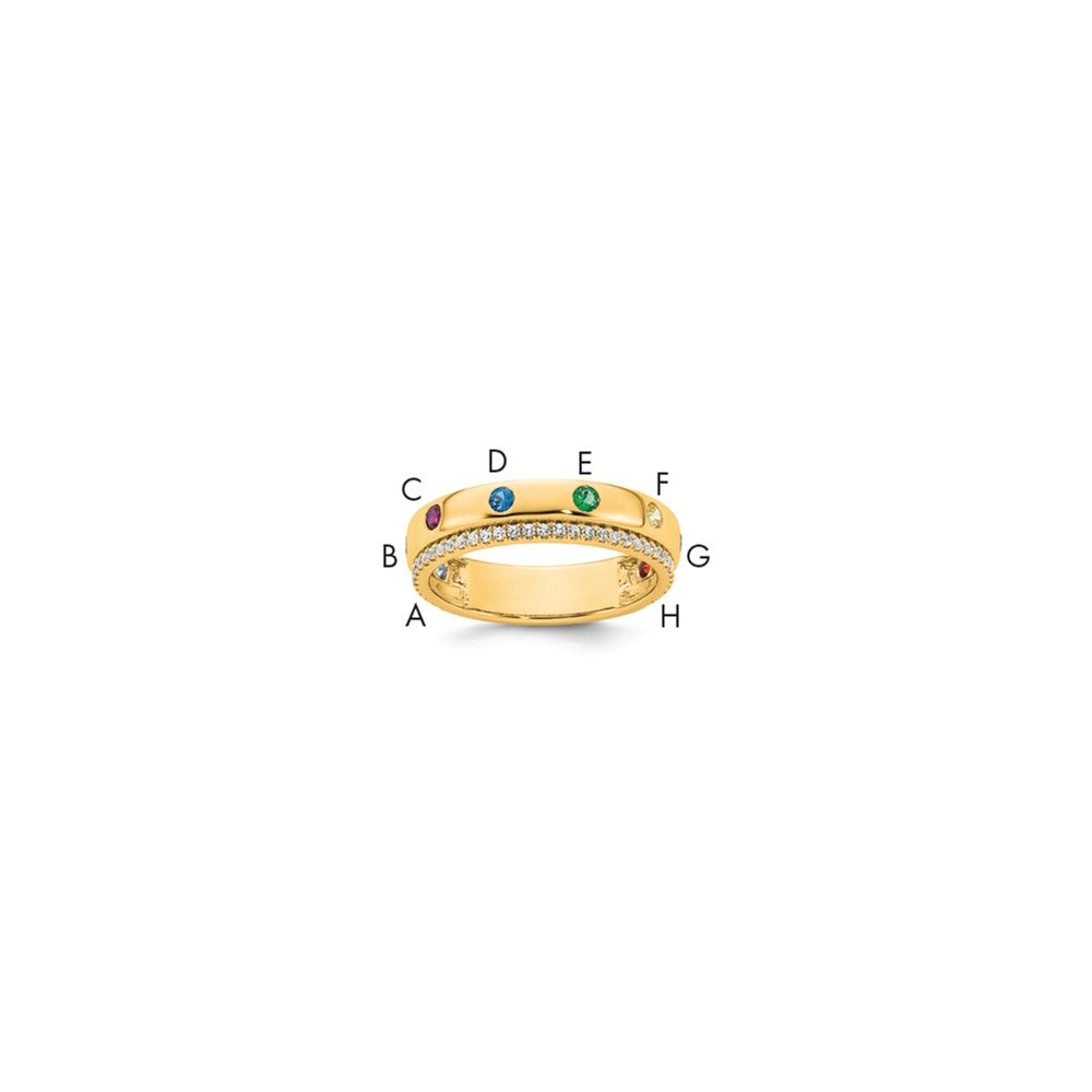 14k 8 Genuine Birthstone and Diamond Mother's Ring