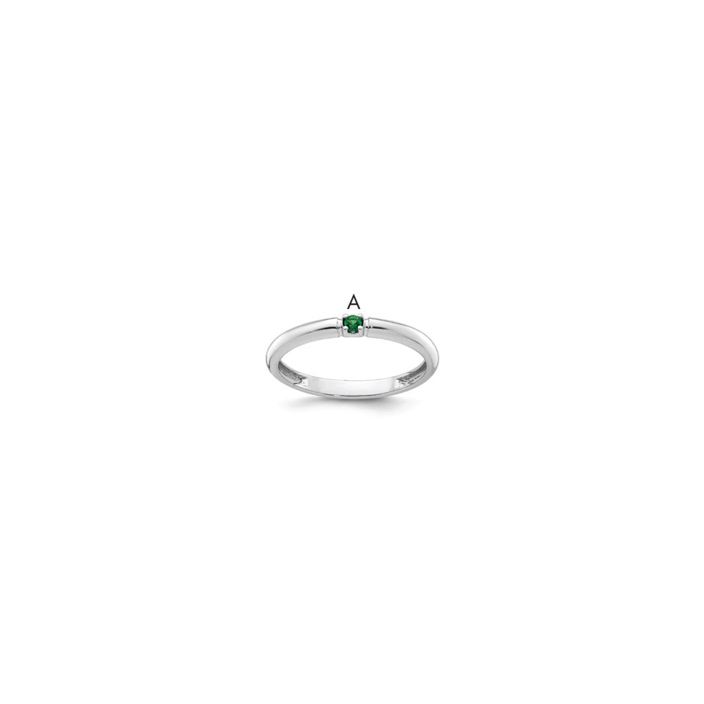 14k White Gold Genuine 1 Birthstone Mother's Ring