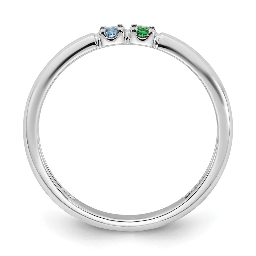 14k White Gold Synthetic 2 Birthstone Mother's Ring